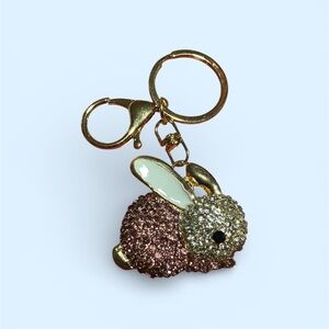 Gold and Silver Bunny Purse Charm Keychain